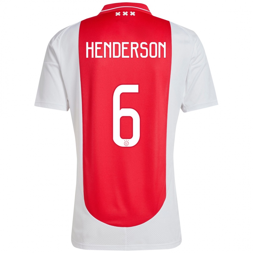 Niño Camiseta Jordan Henderson #6 Rojo Blanco 1ª Equipación 2024/25 La Camisa Chile