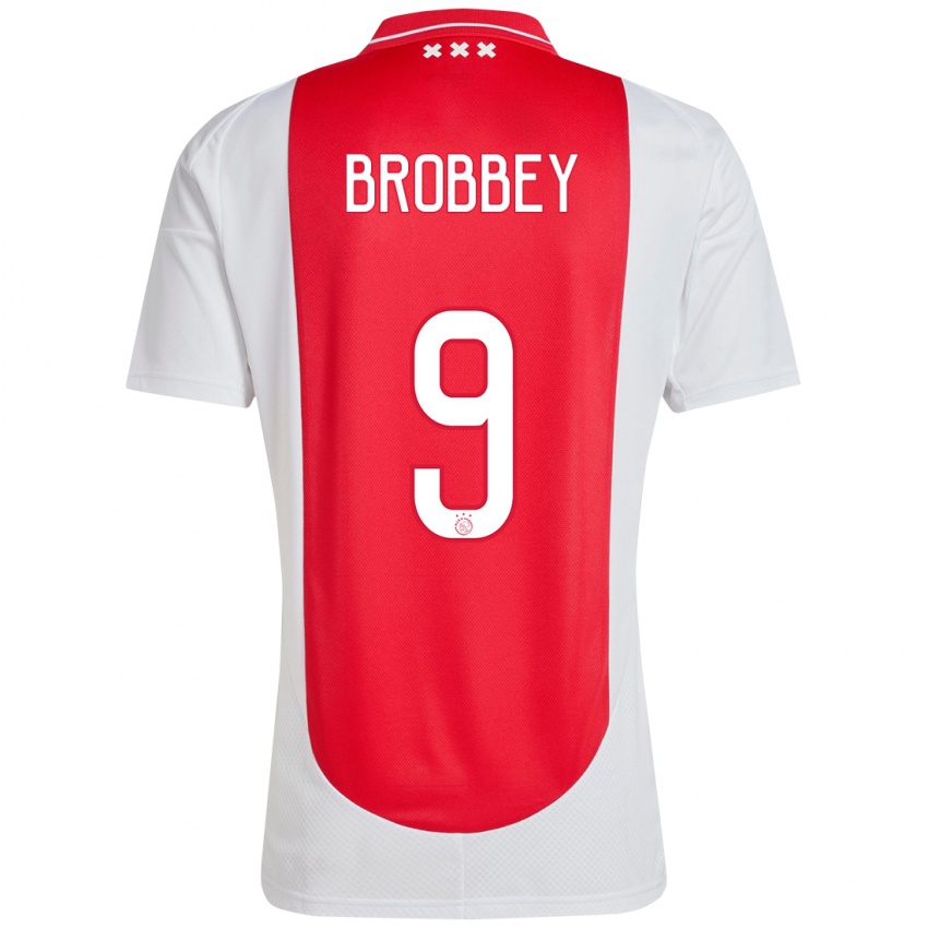 Niño Camiseta Brian Brobbey #9 Rojo Blanco 1ª Equipación 2024/25 La Camisa Chile