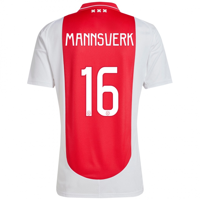 Niño Camiseta Sivert Mannsverk #16 Rojo Blanco 1ª Equipación 2024/25 La Camisa Chile