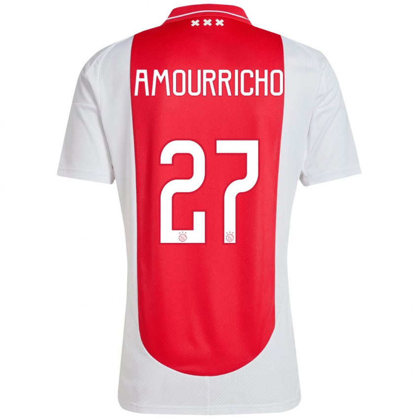 Niño Camiseta Amourricho Van Axel Dongen #27 Rojo Blanco 1ª Equipación 2024/25 La Camisa Chile