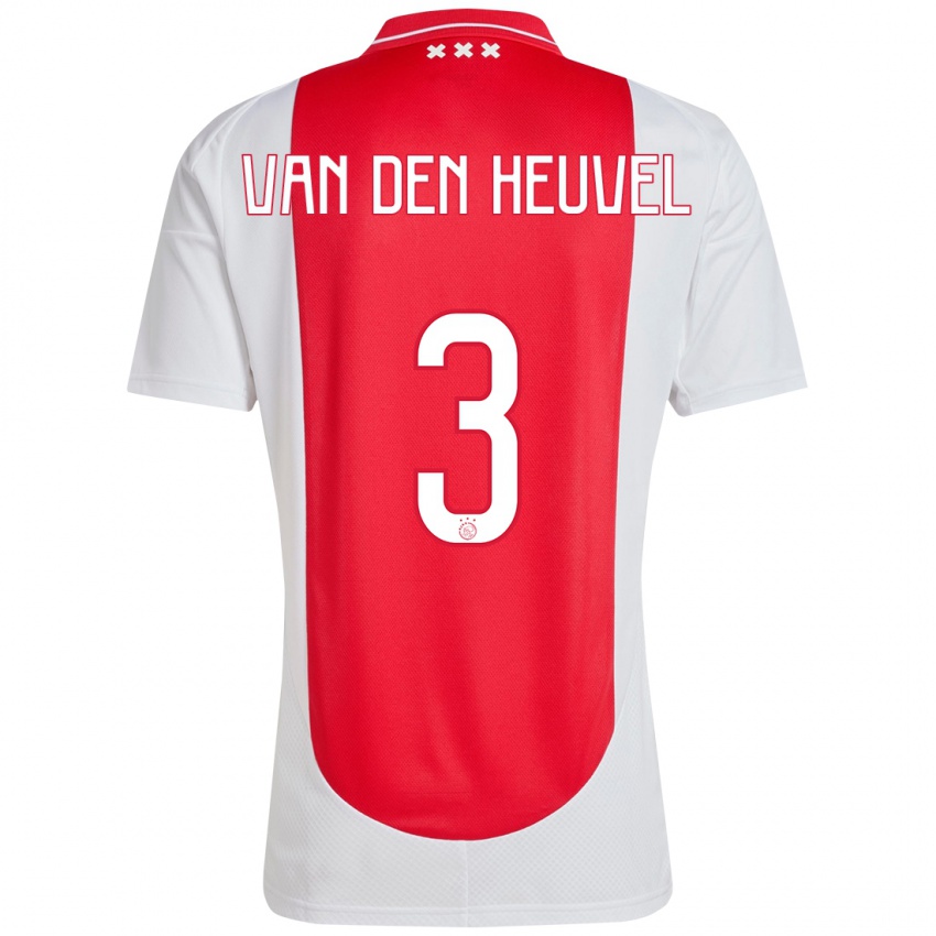 Niño Camiseta Nino Van Den Heuvel #3 Rojo Blanco 1ª Equipación 2024/25 La Camisa Chile