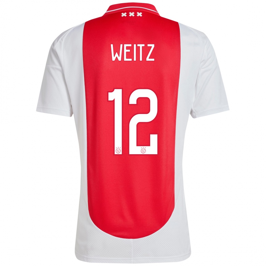 Niño Camiseta Axel Weitz #12 Rojo Blanco 1ª Equipación 2024/25 La Camisa Chile