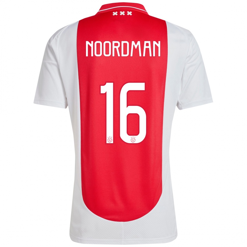 Niño Camiseta Danique Noordman #16 Rojo Blanco 1ª Equipación 2024/25 La Camisa Chile