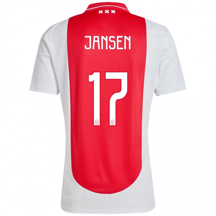 Niño Camiseta Bente Jansen #17 Rojo Blanco 1ª Equipación 2024/25 La Camisa Chile