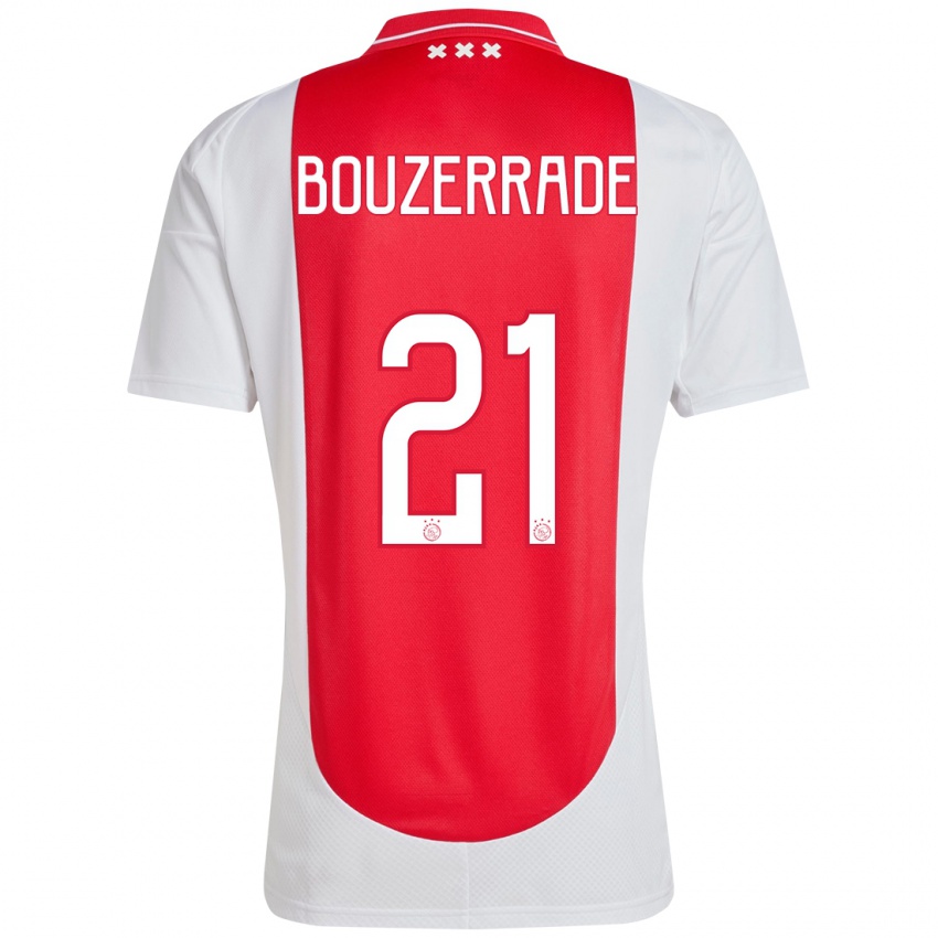 Niño Camiseta Zaina Bouzerrade #21 Rojo Blanco 1ª Equipación 2024/25 La Camisa Chile