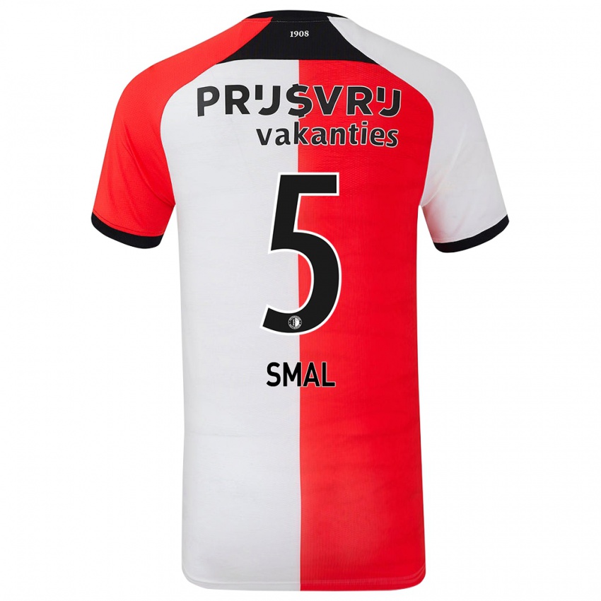 Niño Camiseta Gijs Smal #5 Rojo Blanco 1ª Equipación 2024/25 La Camisa Chile