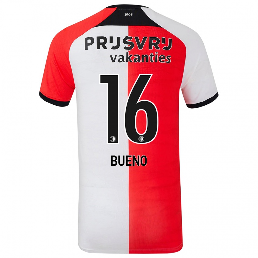 Niño Camiseta Hugo Bueno #16 Rojo Blanco 1ª Equipación 2024/25 La Camisa Chile