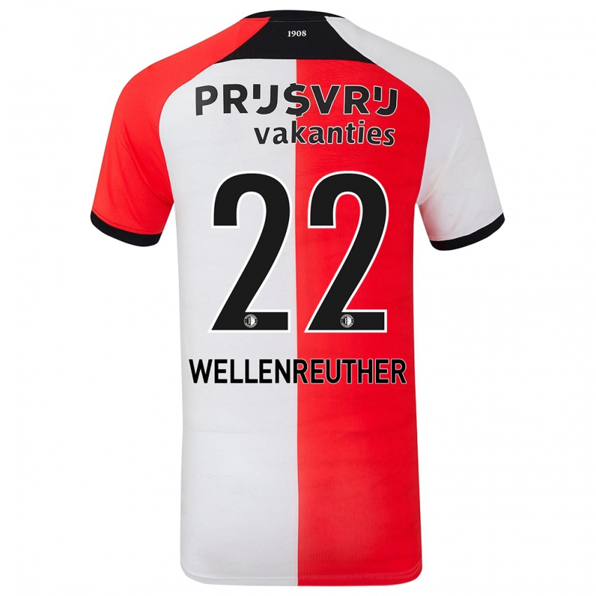 Niño Camiseta Timon Wellenreuther #22 Rojo Blanco 1ª Equipación 2024/25 La Camisa Chile