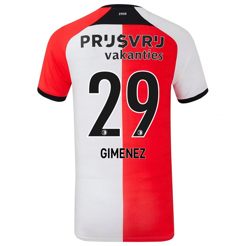 Niño Camiseta Santiago Gimenez #29 Rojo Blanco 1ª Equipación 2024/25 La Camisa Chile