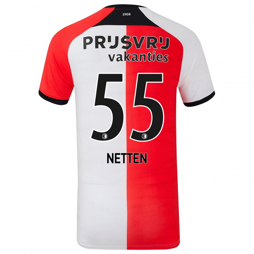 Niño Camiseta Luc Netten #55 Rojo Blanco 1ª Equipación 2024/25 La Camisa Chile