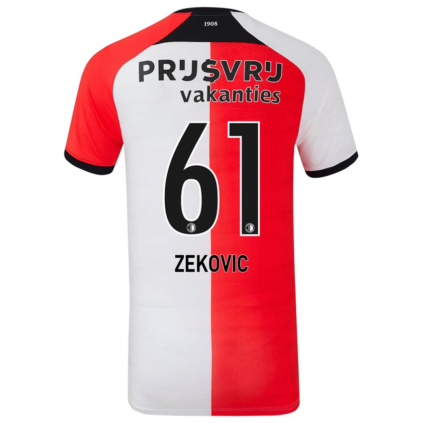 Niño Camiseta Aleks Zekovic #61 Rojo Blanco 1ª Equipación 2024/25 La Camisa Chile