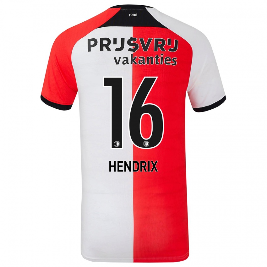 Niño Camiseta Jorrit Hendrix #16 Rojo Blanco 1ª Equipación 2024/25 La Camisa Chile