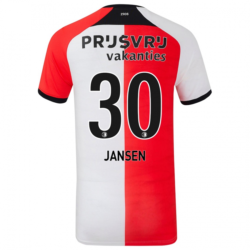 Niño Camiseta Thijs Jansen #30 Rojo Blanco 1ª Equipación 2024/25 La Camisa Chile