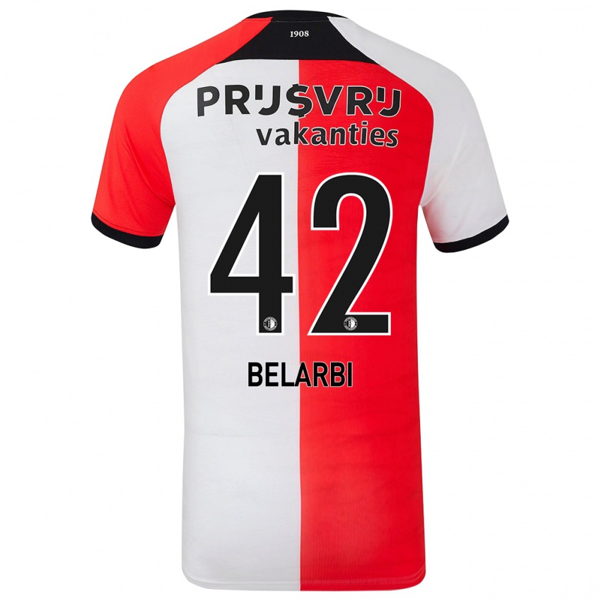 Niño Camiseta Abdel Belarbi #42 Rojo Blanco 1ª Equipación 2024/25 La Camisa Chile