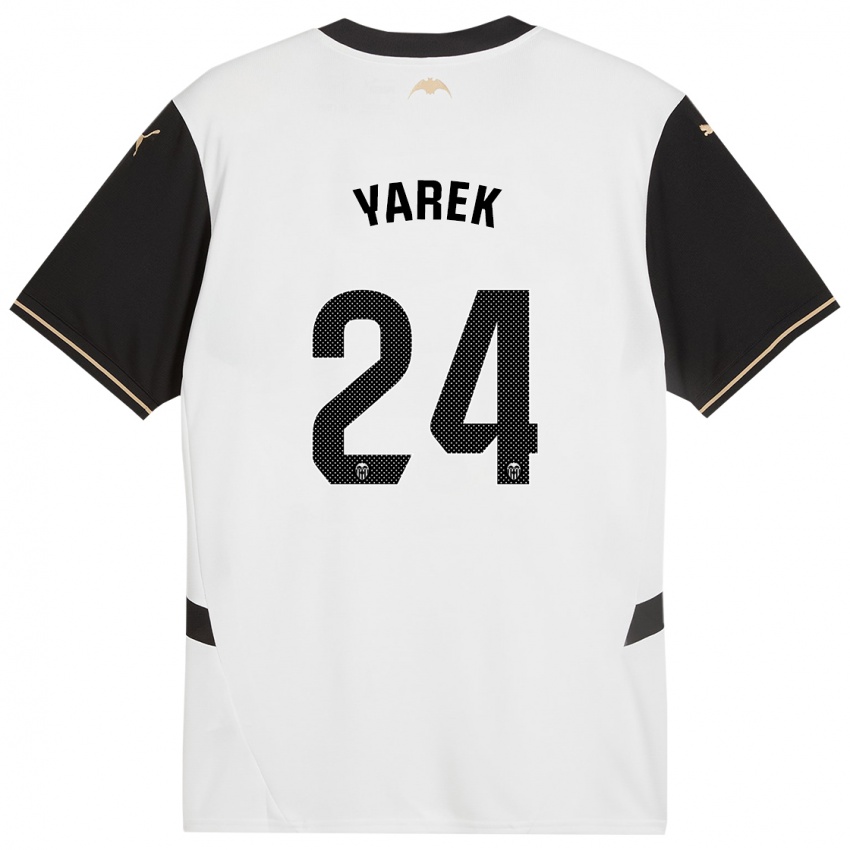 Niño Camiseta Yarek Gasiorowski #24 Blanco Negro 1ª Equipación 2024/25 La Camisa Chile