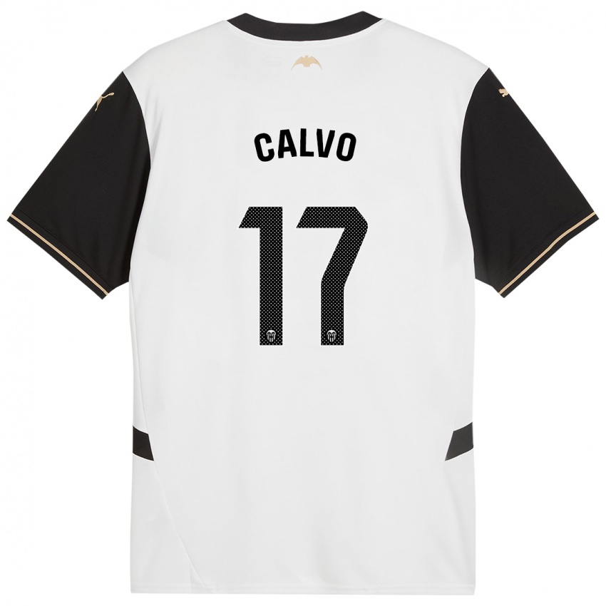 Niño Camiseta Borja Calvo #17 Blanco Negro 1ª Equipación 2024/25 La Camisa Chile