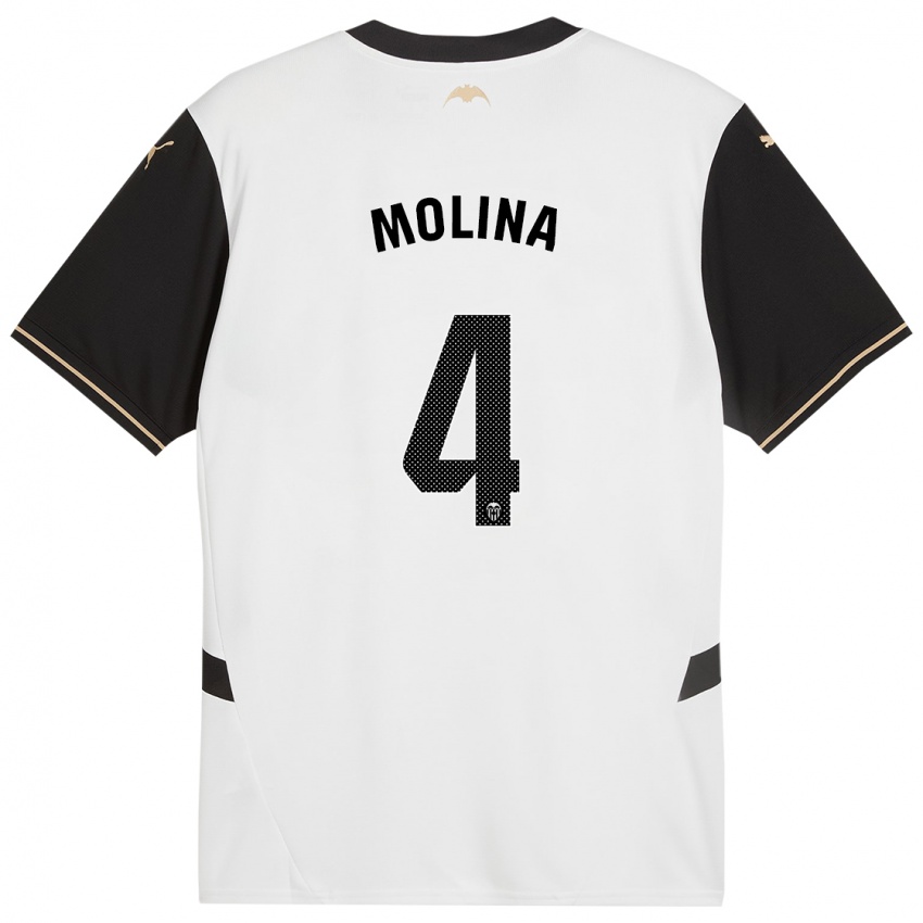 Niño Camiseta María Molina #4 Blanco Negro 1ª Equipación 2024/25 La Camisa Chile