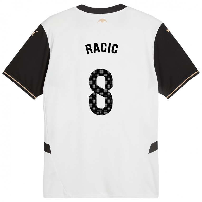 Niño Camiseta Uros Racic #8 Blanco Negro 1ª Equipación 2024/25 La Camisa Chile