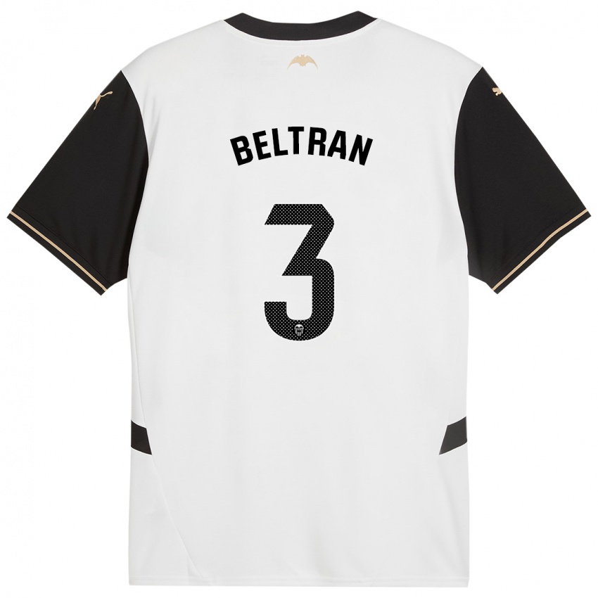 Niño Camiseta Bea Beltran #3 Blanco Negro 1ª Equipación 2024/25 La Camisa Chile