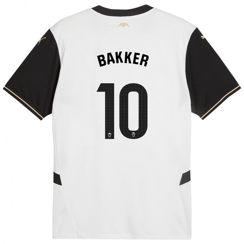 Niño Camiseta Linda Bakker #10 Blanco Negro 1ª Equipación 2024/25 La Camisa Chile