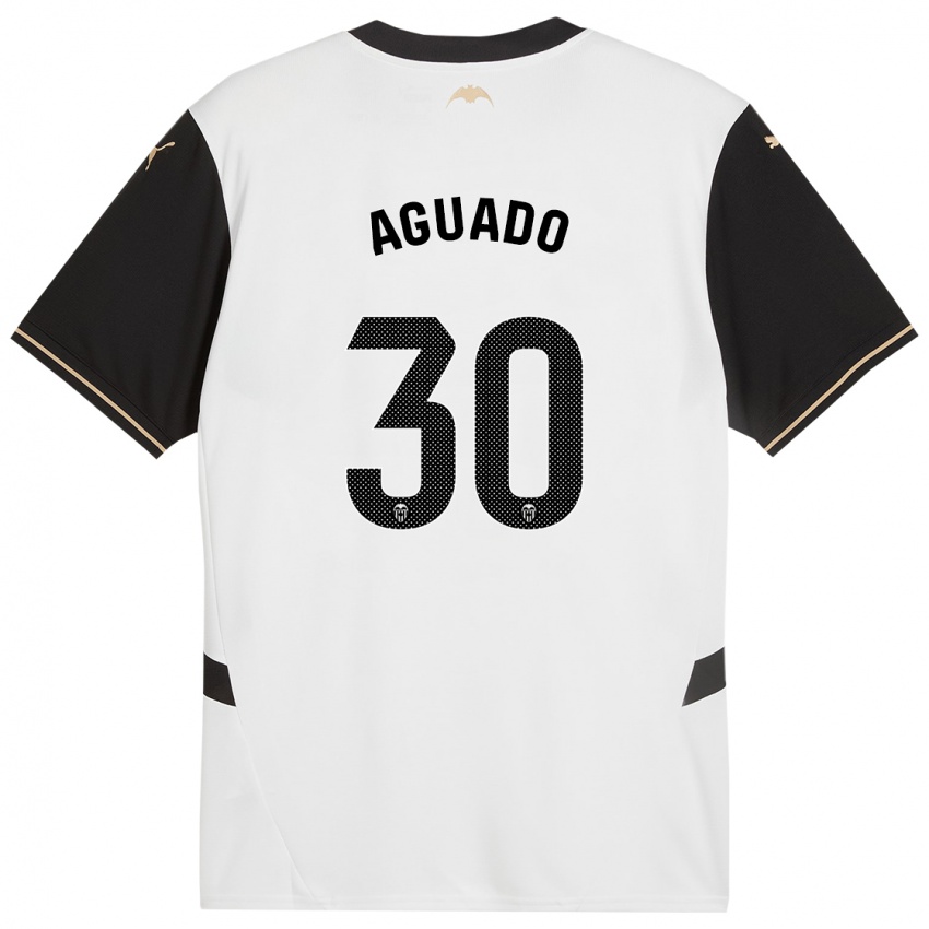 Niño Camiseta Julia Aguado #30 Blanco Negro 1ª Equipación 2024/25 La Camisa Chile