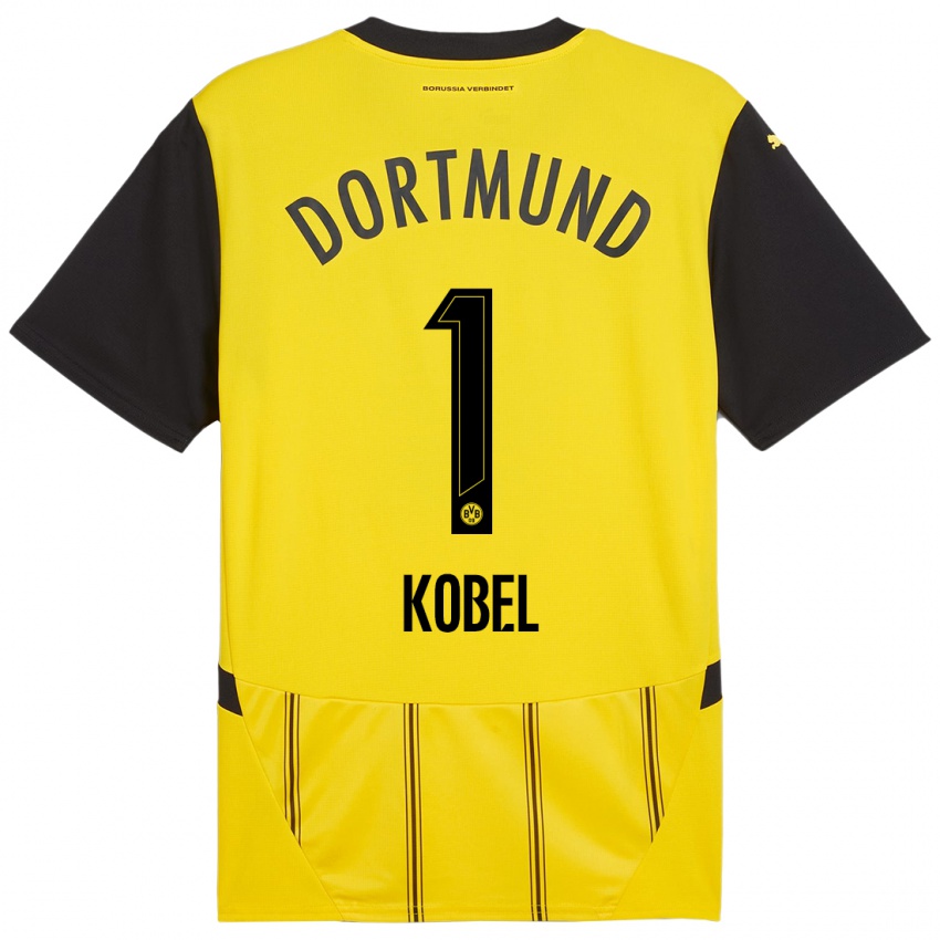 Niño Camiseta Gregor Kobel #1 Amarillo Negro 1ª Equipación 2024/25 La Camisa Chile