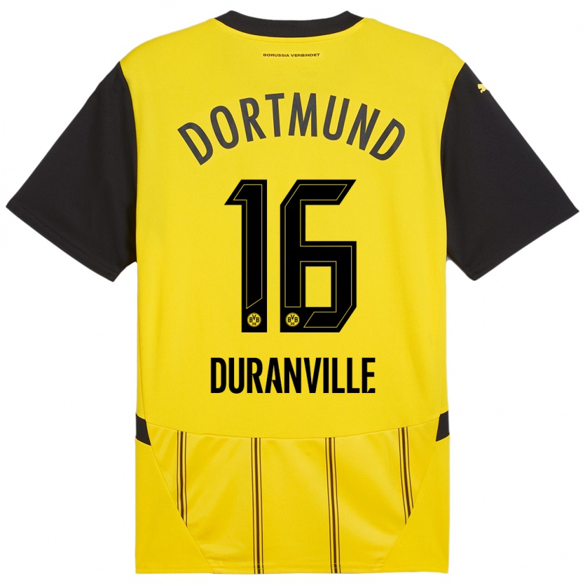 Niño Camiseta Julien Duranville #16 Amarillo Negro 1ª Equipación 2024/25 La Camisa Chile