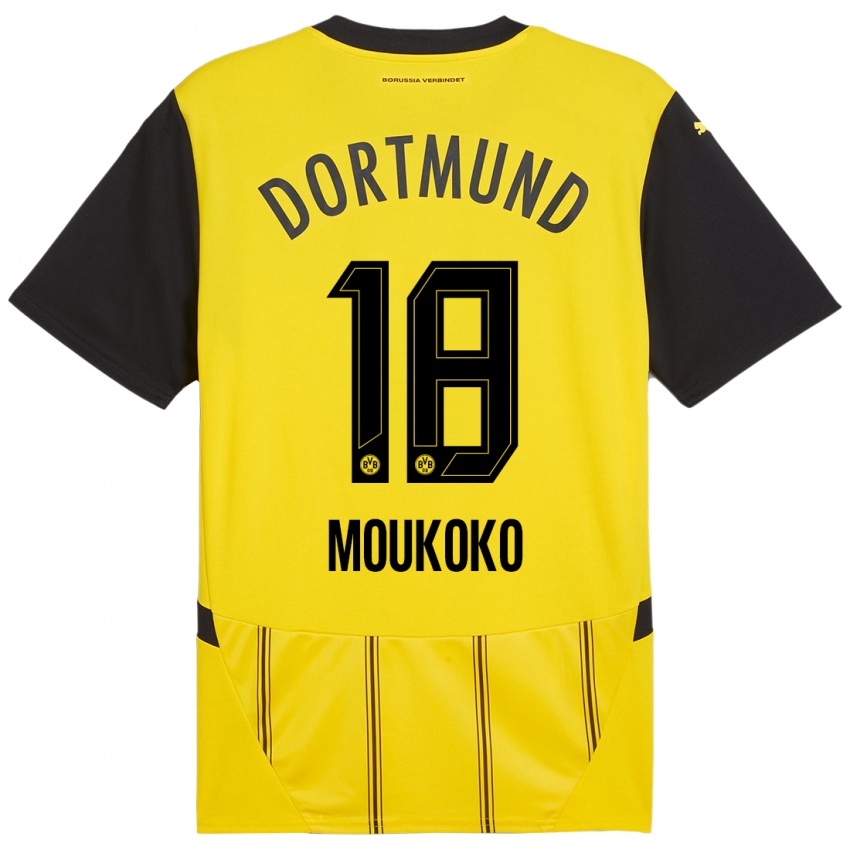 Niño Camiseta Youssoufa Moukoko #18 Amarillo Negro 1ª Equipación 2024/25 La Camisa Chile