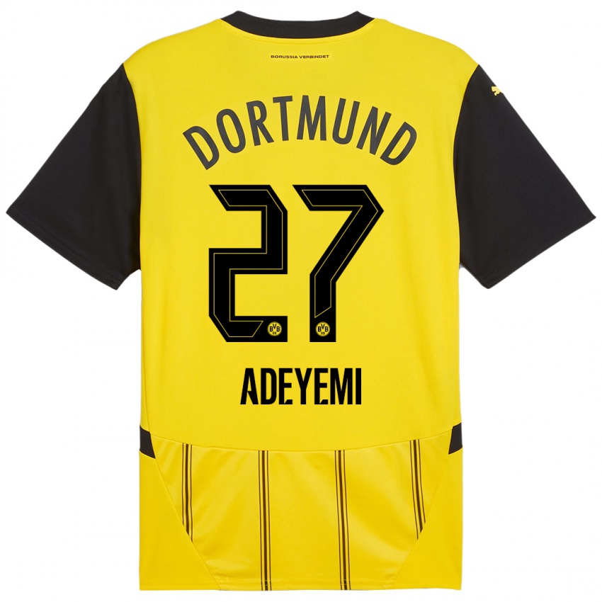 Niño Camiseta Karim Adeyemi #27 Amarillo Negro 1ª Equipación 2024/25 La Camisa Chile