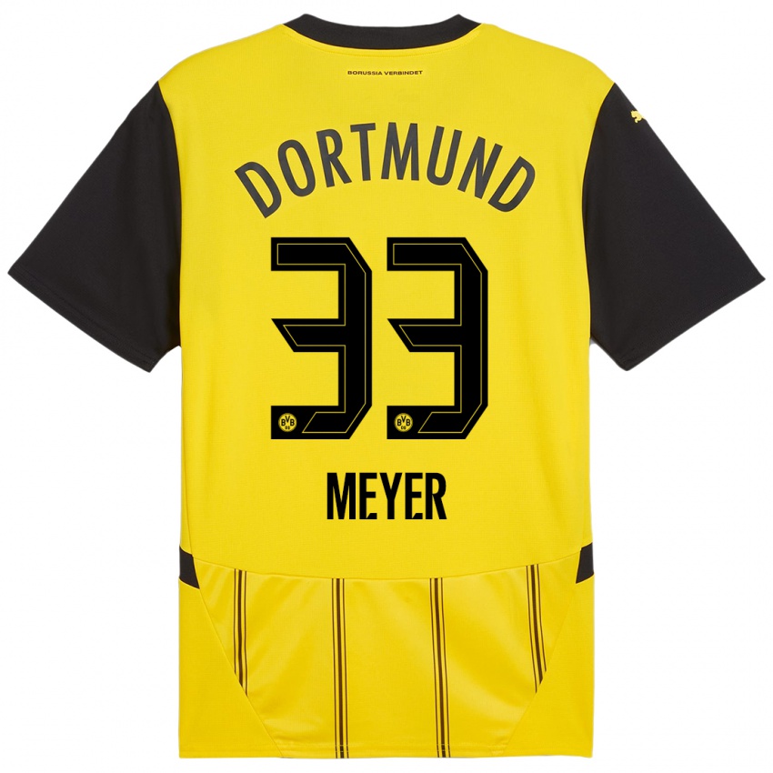 Niño Camiseta Alexander Meyer #33 Amarillo Negro 1ª Equipación 2024/25 La Camisa Chile