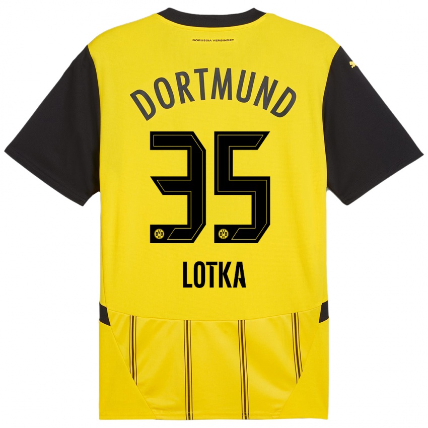 Niño Camiseta Marcel Lotka #35 Amarillo Negro 1ª Equipación 2024/25 La Camisa Chile