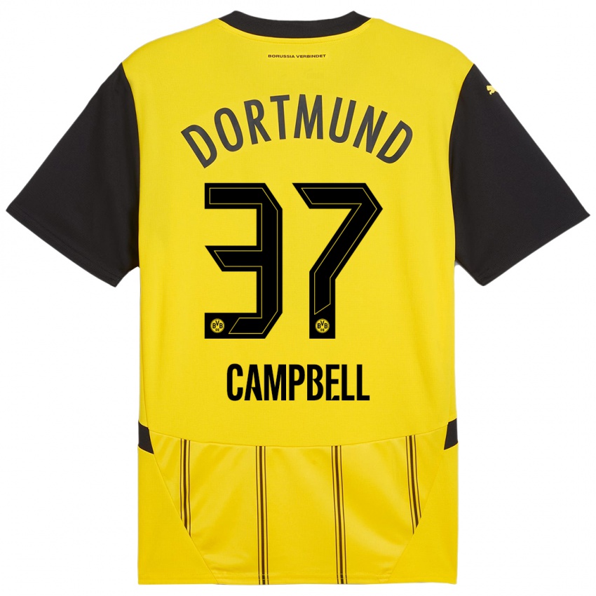 Niño Camiseta Cole Campbell #37 Amarillo Negro 1ª Equipación 2024/25 La Camisa Chile