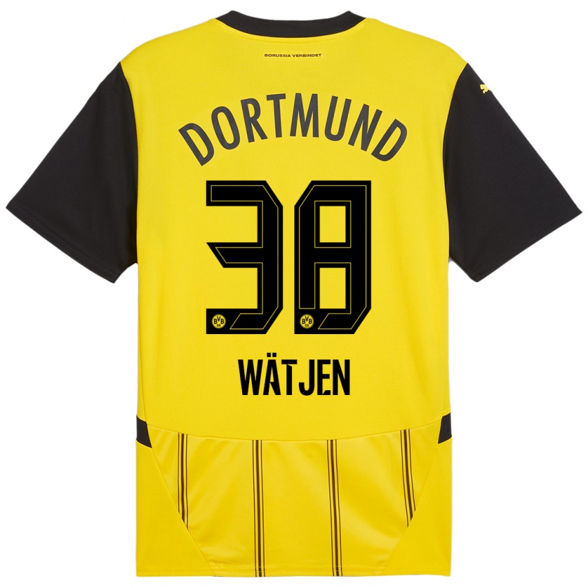 Niño Camiseta Kjell Wätjen #38 Amarillo Negro 1ª Equipación 2024/25 La Camisa Chile