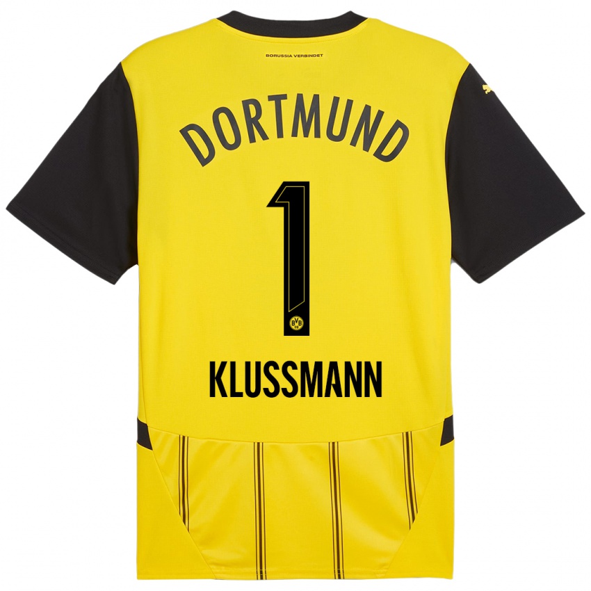 Niño Camiseta Leon Klußmann #1 Amarillo Negro 1ª Equipación 2024/25 La Camisa Chile