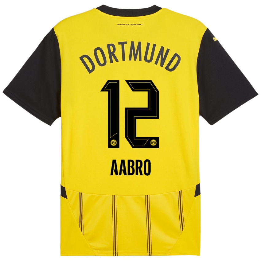 Niño Camiseta Gustav Aabro #12 Amarillo Negro 1ª Equipación 2024/25 La Camisa Chile