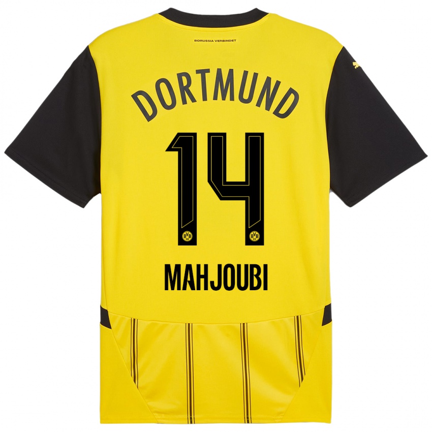 Niño Camiseta Anas Mahjoubi #14 Amarillo Negro 1ª Equipación 2024/25 La Camisa Chile