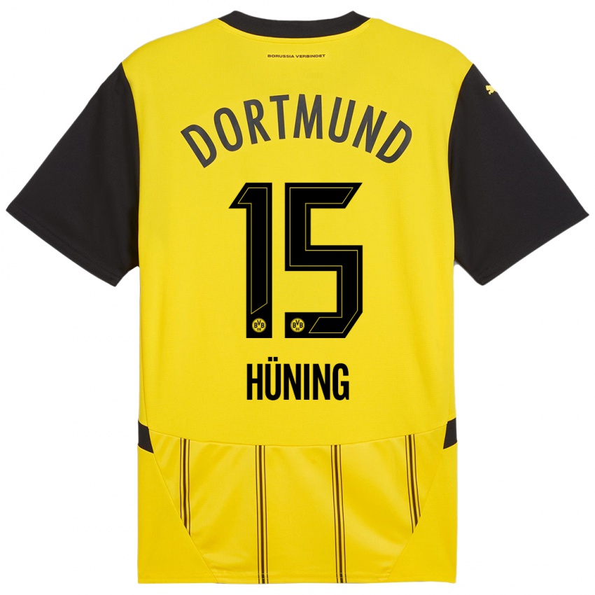 Niño Camiseta Ben Hüning #15 Amarillo Negro 1ª Equipación 2024/25 La Camisa Chile