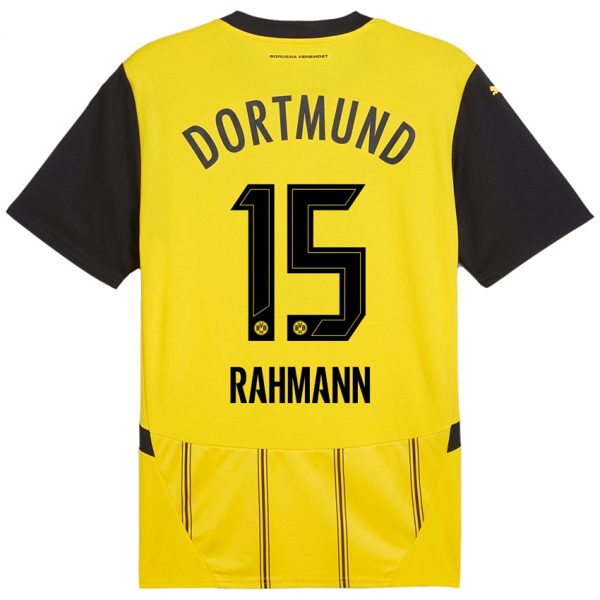 Niño Camiseta Luke Rahmann #15 Amarillo Negro 1ª Equipación 2024/25 La Camisa Chile