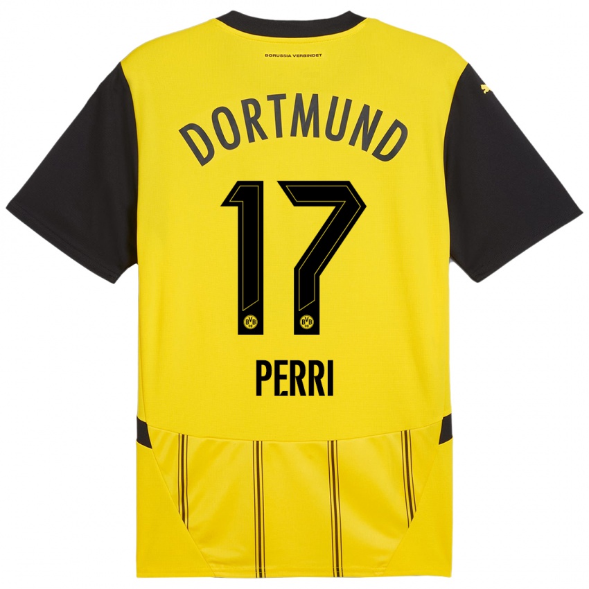 Niño Camiseta Luca Perri #17 Amarillo Negro 1ª Equipación 2024/25 La Camisa Chile