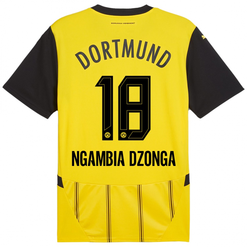 Niño Camiseta Diego Ngambia Dzonga #18 Amarillo Negro 1ª Equipación 2024/25 La Camisa Chile