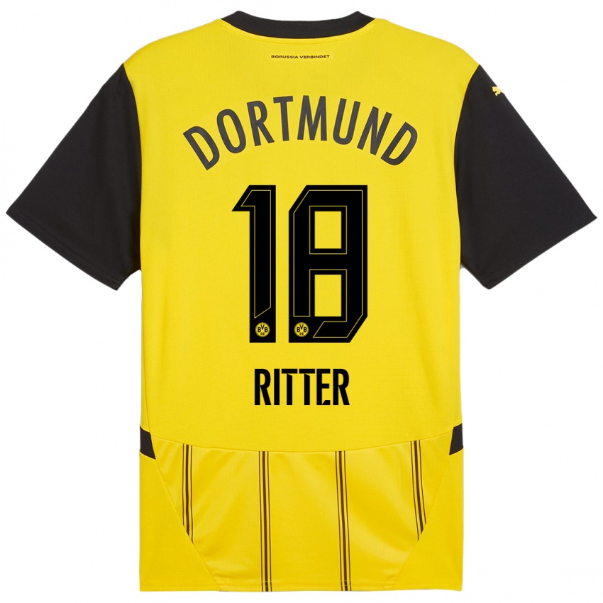 Niño Camiseta Roméo Ritter #18 Amarillo Negro 1ª Equipación 2024/25 La Camisa Chile