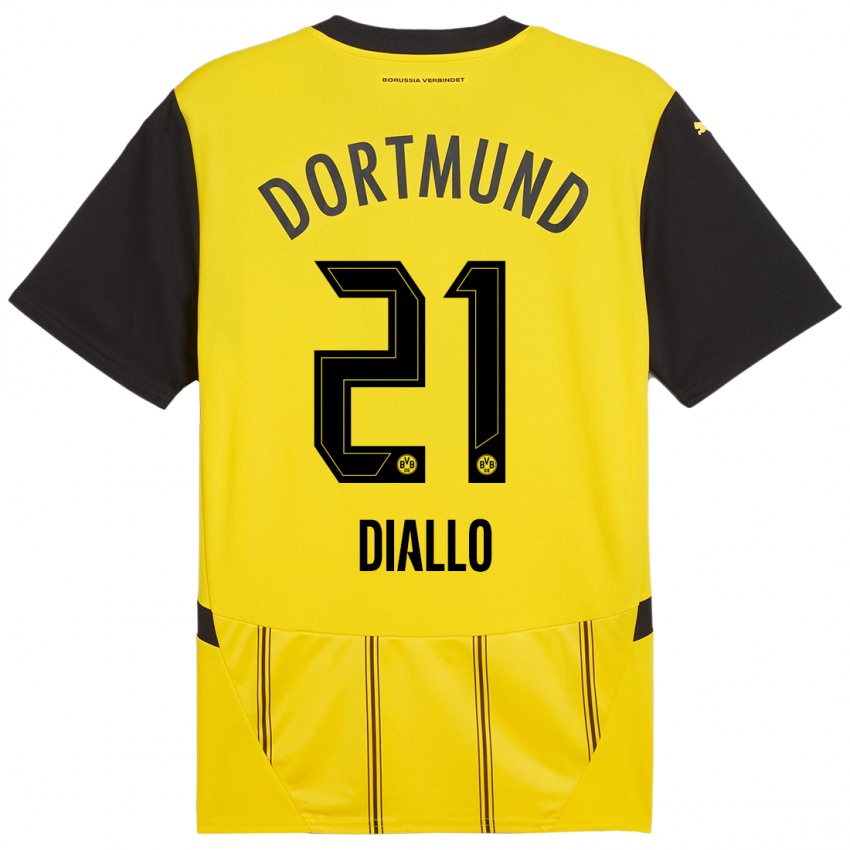 Niño Camiseta Ousmane Diallo #21 Amarillo Negro 1ª Equipación 2024/25 La Camisa Chile