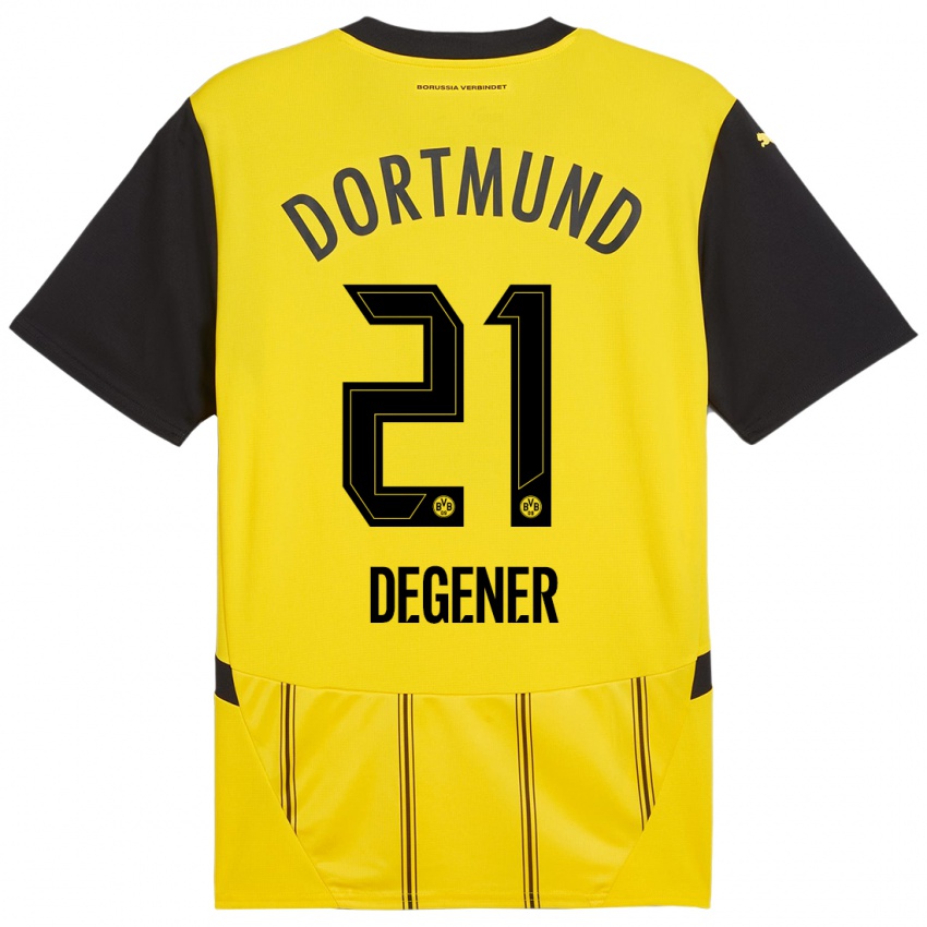 Niño Camiseta Tim Degener #21 Amarillo Negro 1ª Equipación 2024/25 La Camisa Chile