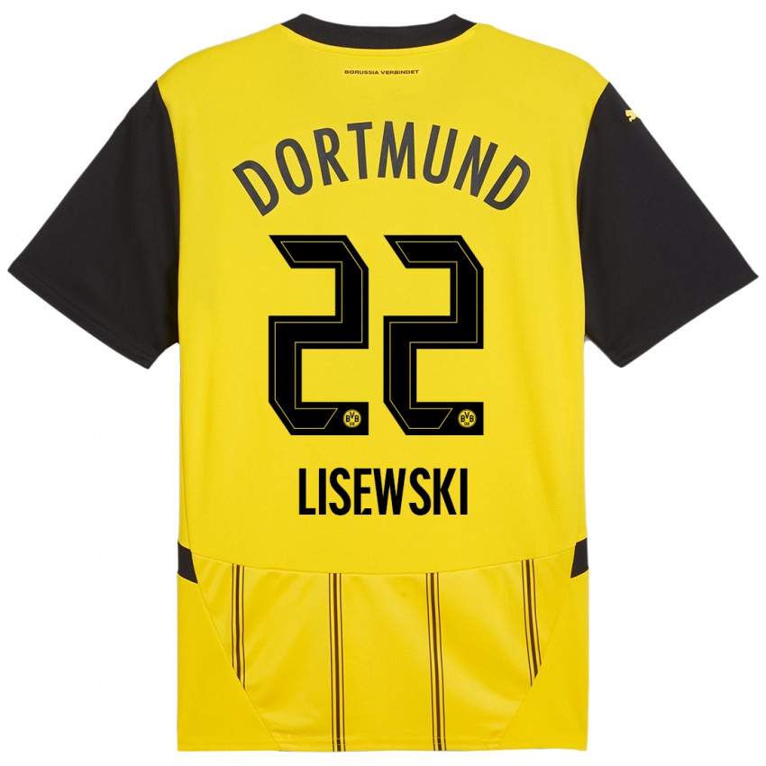 Niño Camiseta Robin Lisewski #22 Amarillo Negro 1ª Equipación 2024/25 La Camisa Chile