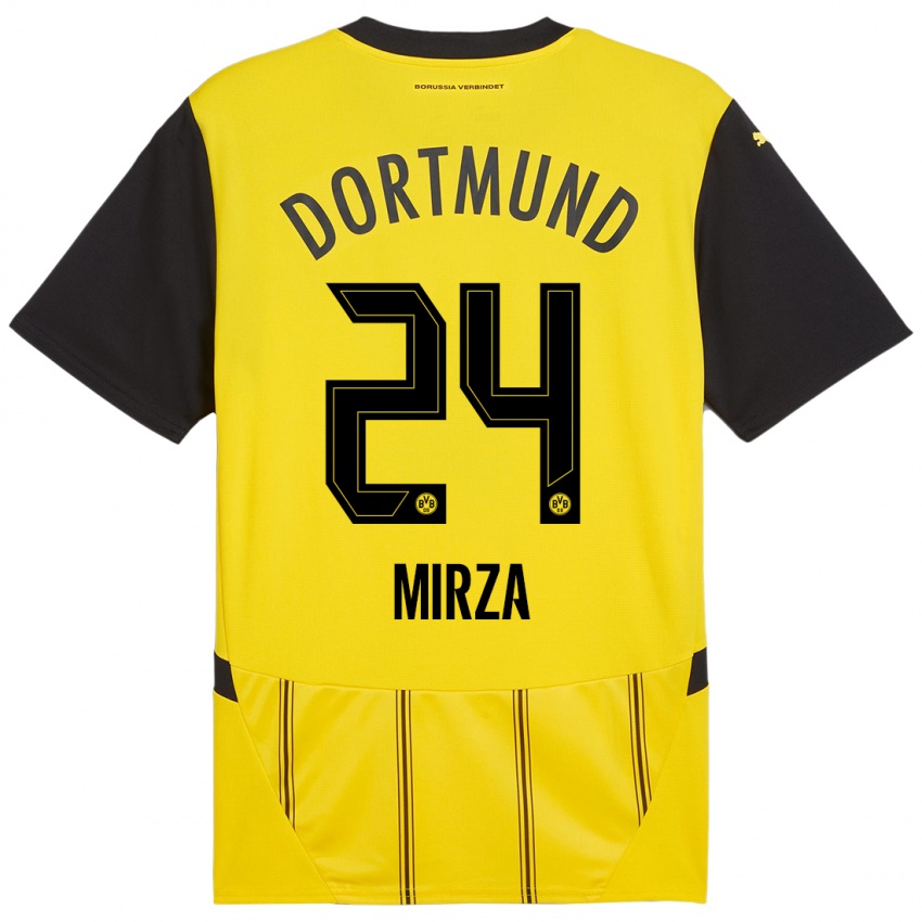 Niño Camiseta Marwan-Omir Mirza #24 Amarillo Negro 1ª Equipación 2024/25 La Camisa Chile