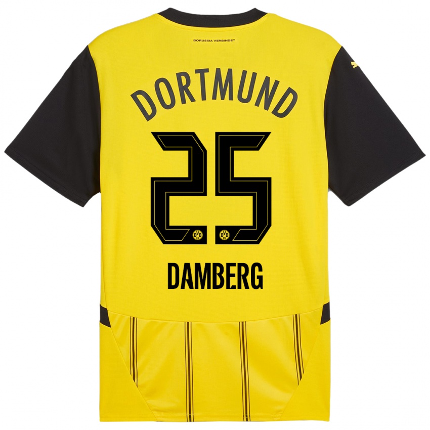 Niño Camiseta Niclas Damberg #25 Amarillo Negro 1ª Equipación 2024/25 La Camisa Chile