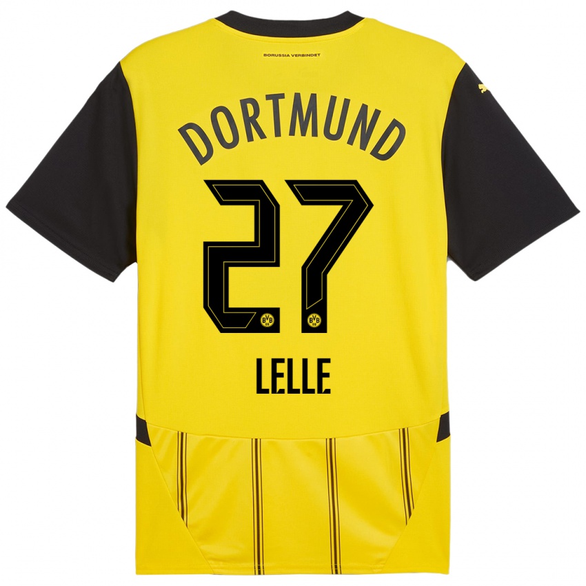 Niño Camiseta David Lelle #27 Amarillo Negro 1ª Equipación 2024/25 La Camisa Chile