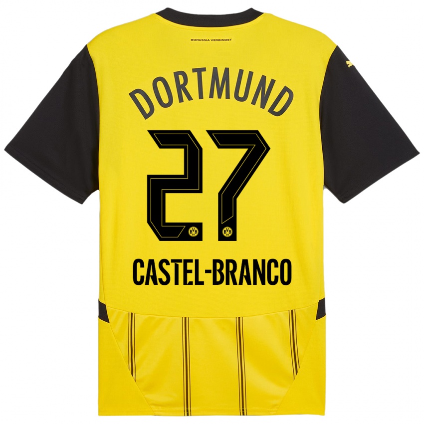 Niño Camiseta Diego Castel-Branco #27 Amarillo Negro 1ª Equipación 2024/25 La Camisa Chile