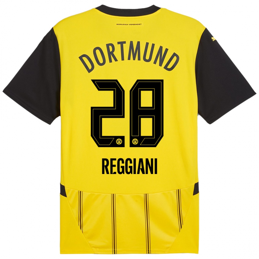 Niño Camiseta Luca Reggiani #28 Amarillo Negro 1ª Equipación 2024/25 La Camisa Chile