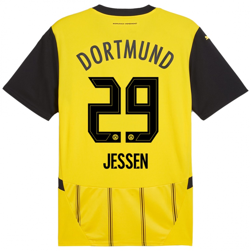 Niño Camiseta Niklas Jessen #29 Amarillo Negro 1ª Equipación 2024/25 La Camisa Chile